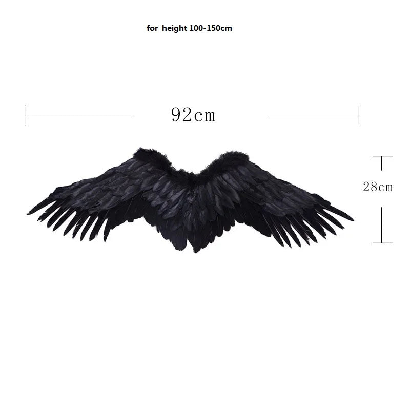 Women Girl White Black Angel Feather Wing Tutu Skirt Halo Ring Party Birthday Gift Wedding Cosplay  Christmas  Halloween Costume