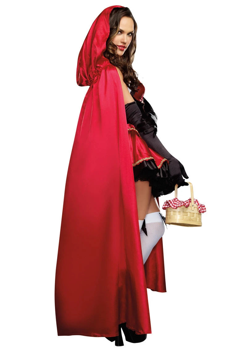 Little Red Riding Hood Outfit Costume Adult Women Halloween Cosplay Fancy Dress Hen Party Dress Cape Set Outfit