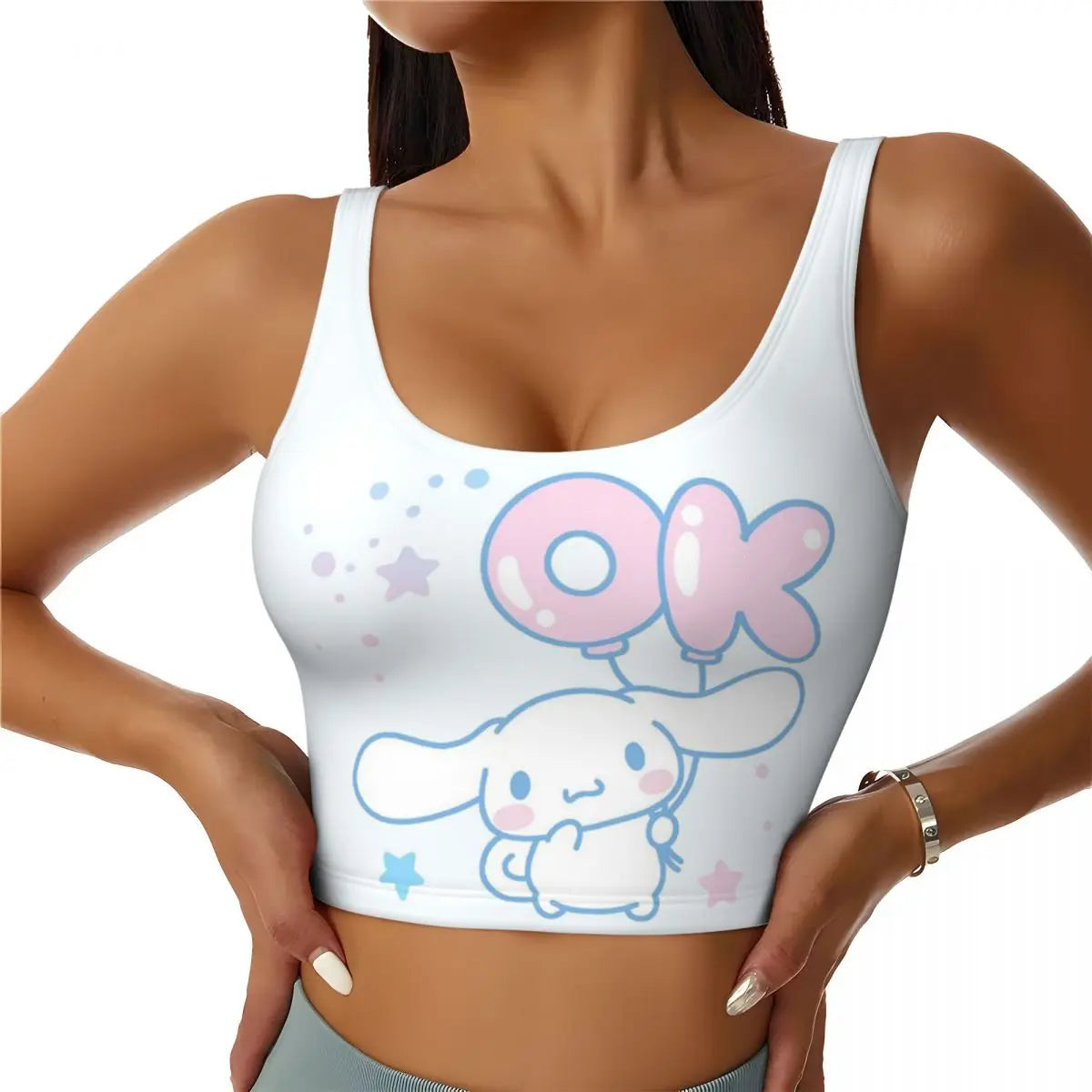 New Anime Cinnamoroll Workout Crop Tank Tops for Women Seamless Running Yoga Sports Bras