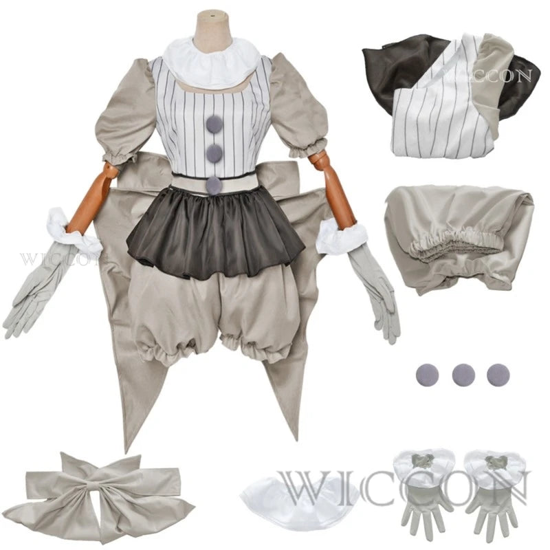 Movie Clown Pennywise Cosplay Costume Genderswap Halloween Horror Lolita Dress Up Women Fantasy Dress Carnival Party Full Set