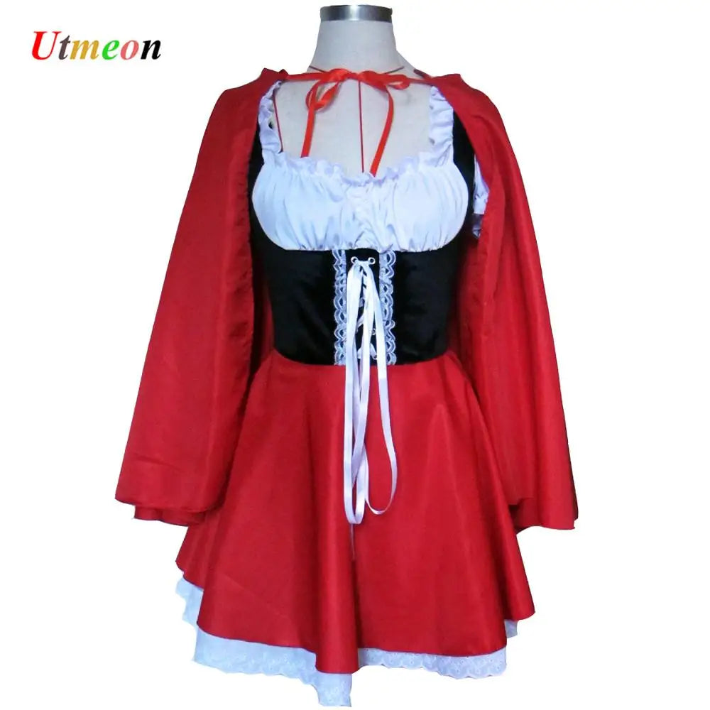 S-6XL Halloween Costumes for Women's Cosplay  Little Red Riding Hooded Dress Woman Costume Adult Female Costumes