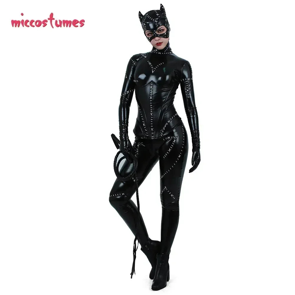 Miccostumes Women's Delux Catsuit Cosplay Costume Jumpsuit Bodysuit with Corset for Women halloween  Cosplay Costume