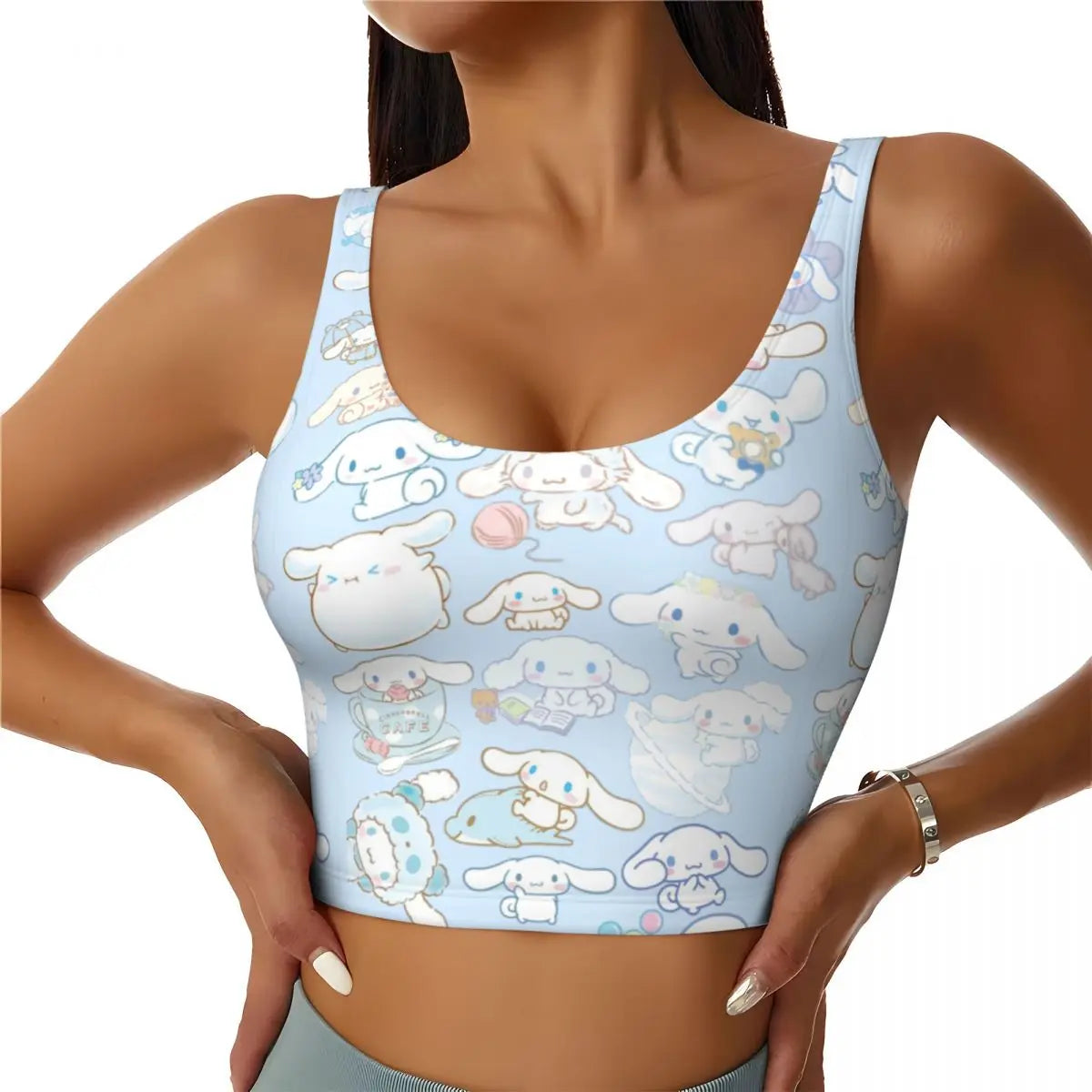 New Anime Cinnamoroll Workout Crop Tank Tops for Women Seamless Running Yoga Sports Bras