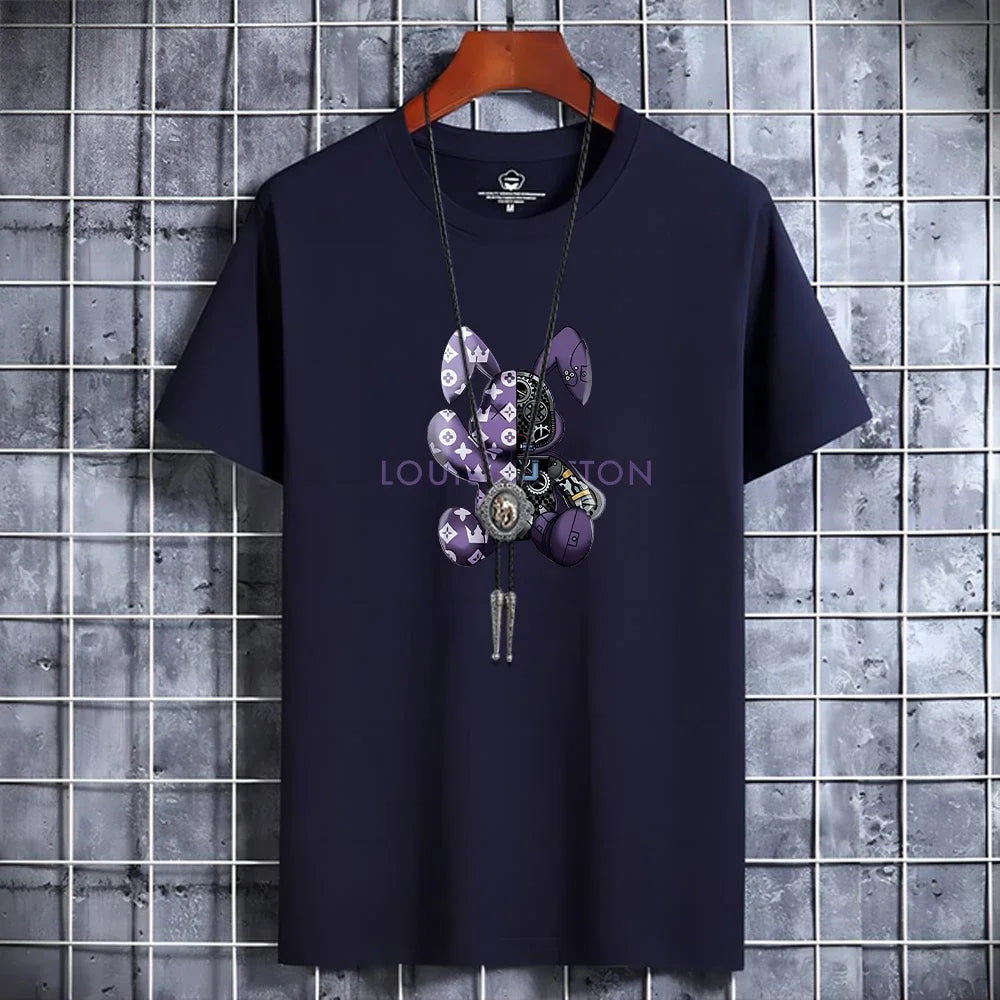 Luxury Casual T-Shirt Retro Y2k Designer Short Sleeve Tees Male Vintage Cotton Trendy High Quality Breathable Tops