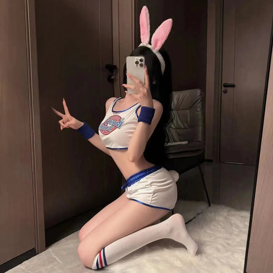 Space Lola Bunny Rabbit Cosplay Costume Rabbit Bunny Jam Costumes Women Girls Halloween Party Clothes Tops Shorts Outfit Set