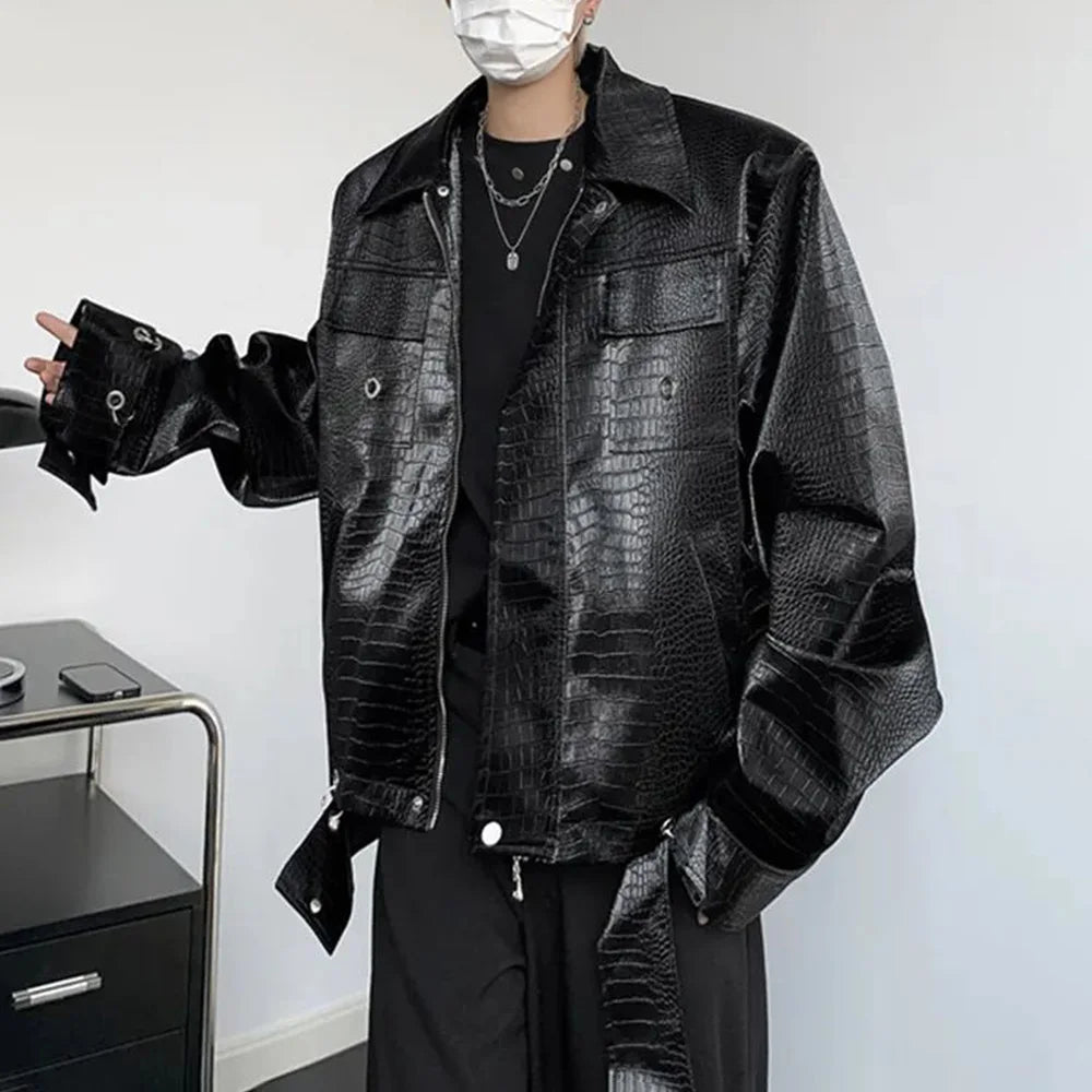 Y2K  Jacket Crocodile Pattern  Leather