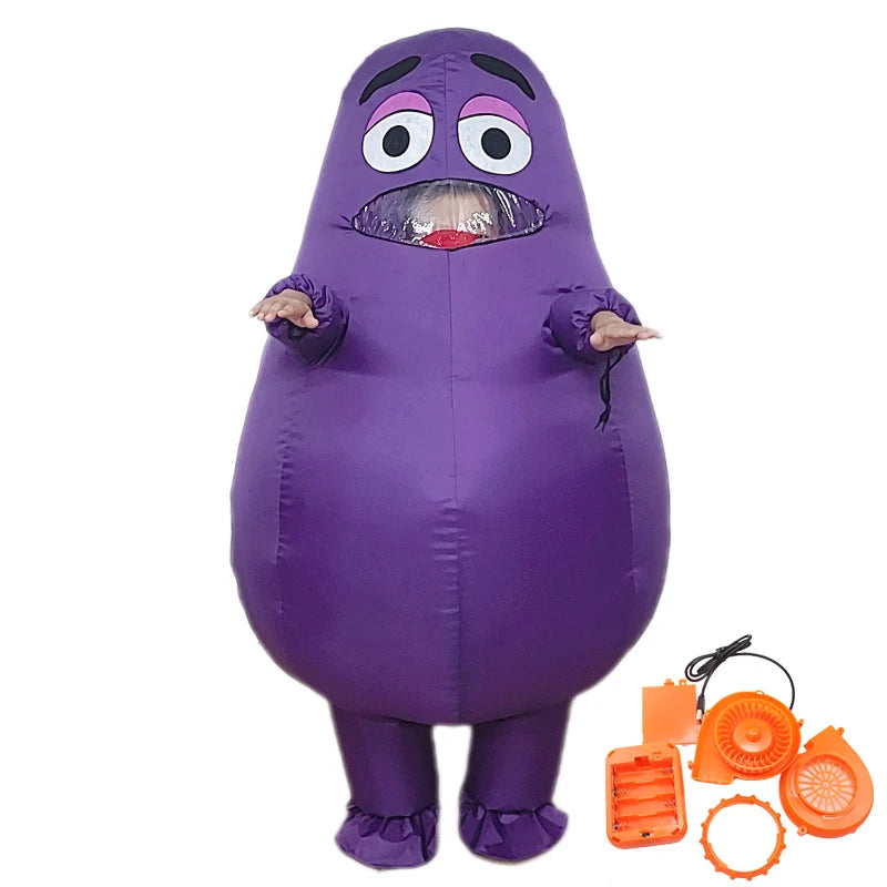 Grimace Mascot Costume for Kids Adult Boy Girl Men Women Grimaces Birthday Gameboy Halloween Cosplay Inflatable Suit Shake Child