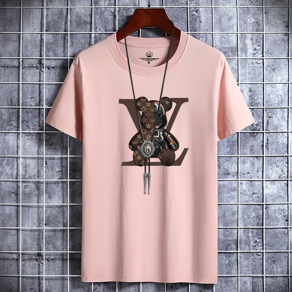 Luxury Casual T-Shirt Retro Y2k Designer Short Sleeve Tees Male Vintage Cotton Trendy High Quality Breathable Tops