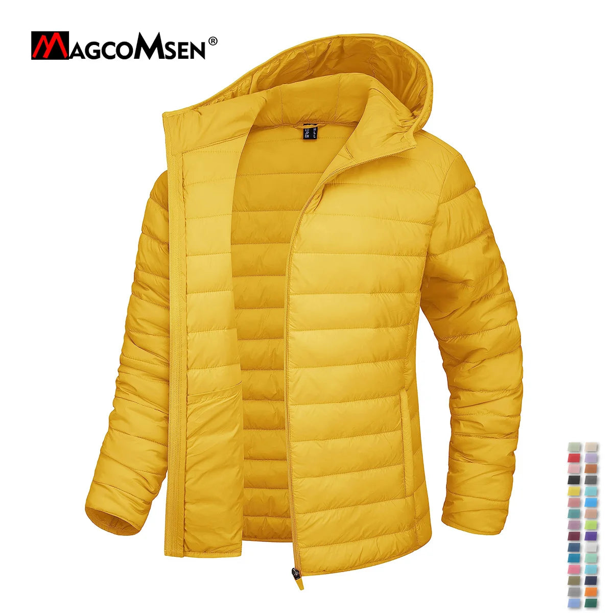 Lightweight Hooded Puffer Jacket Full Zip Windbreaker Water-Resistant Quilted Down Coat Winter Warm Outerwear