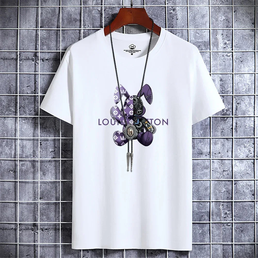 Luxury Casual T-Shirt Retro Y2k Designer Short Sleeve Tees Male Vintage Cotton Trendy High Quality Breathable Tops