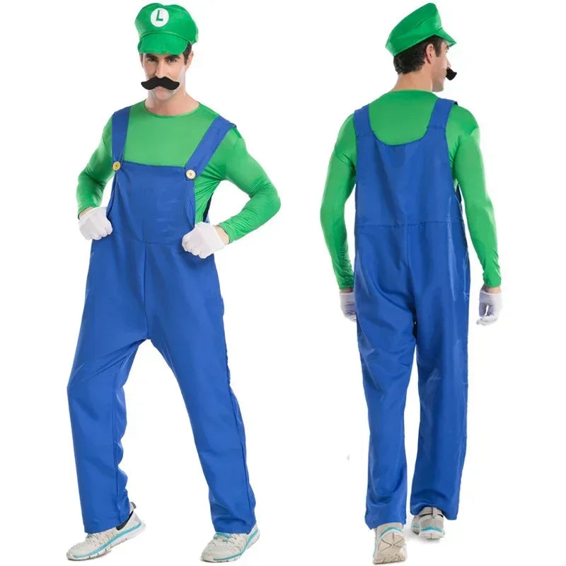 Halloween Costumes for Women Men Super Mario Brother Plumber Costume Purim Party Mardi Gras Fancy Dress