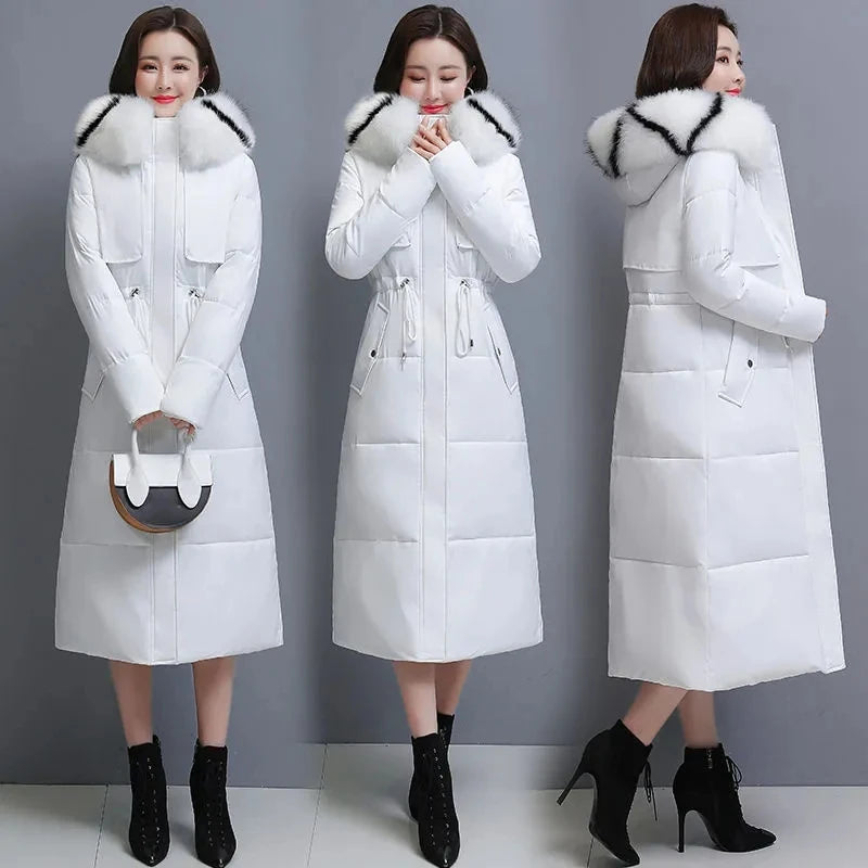 Winter jacket in heavy hair get long cultivate morality show belt down cotton-padded