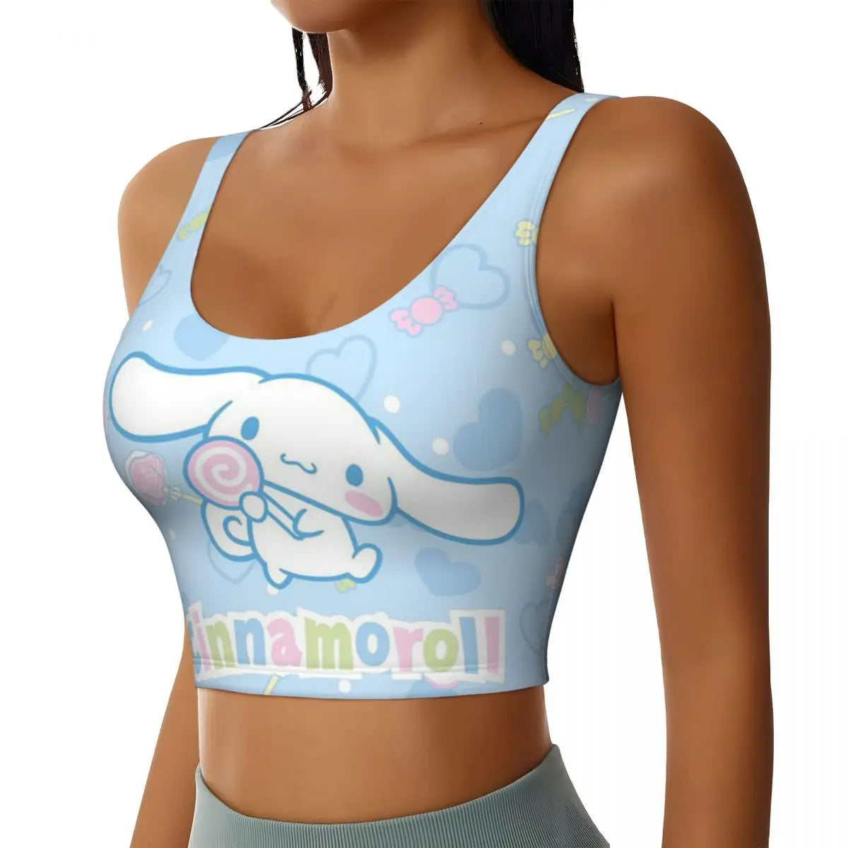 New Anime Cinnamoroll Workout Crop Tank Tops for Women Seamless Running Yoga Sports Bras