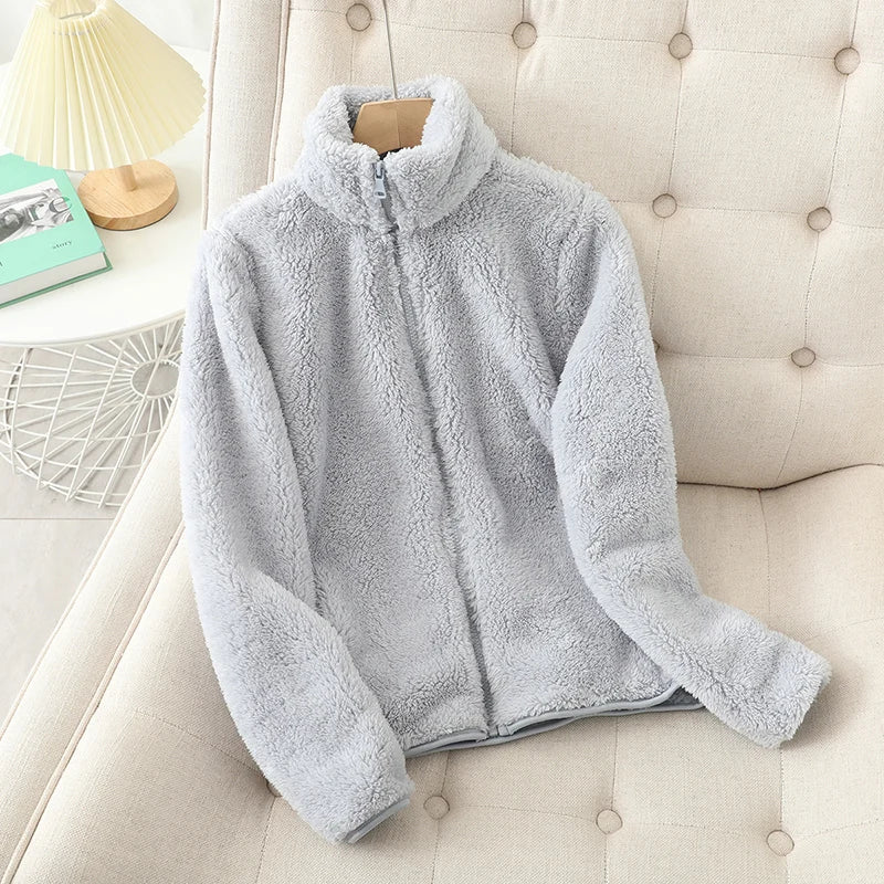 Fleece Coat Winter Warm Thicken Jacket Two-Sided Wear Double-Sided