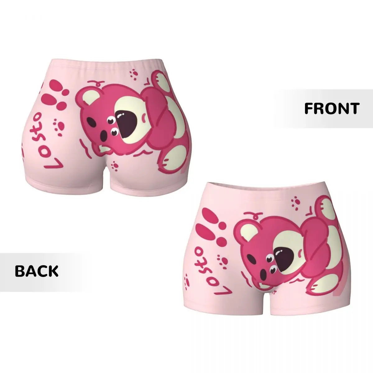 Custom Lotso Huggin-Strawberry Bear Cute Anime Cartoon Workout Shorts Women Gym Volleyball Running Yoga Shorts