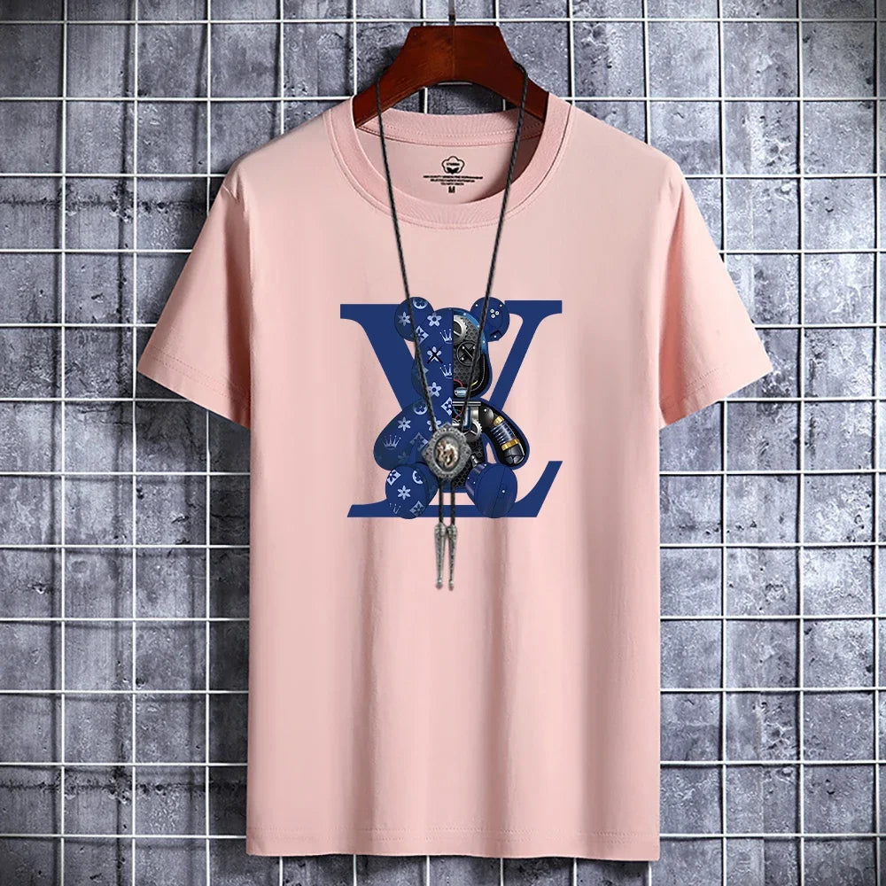 Luxury Casual T-Shirt Retro Y2k Designer Short Sleeve Tees Male Vintage Cotton Trendy High Quality Breathable Tops