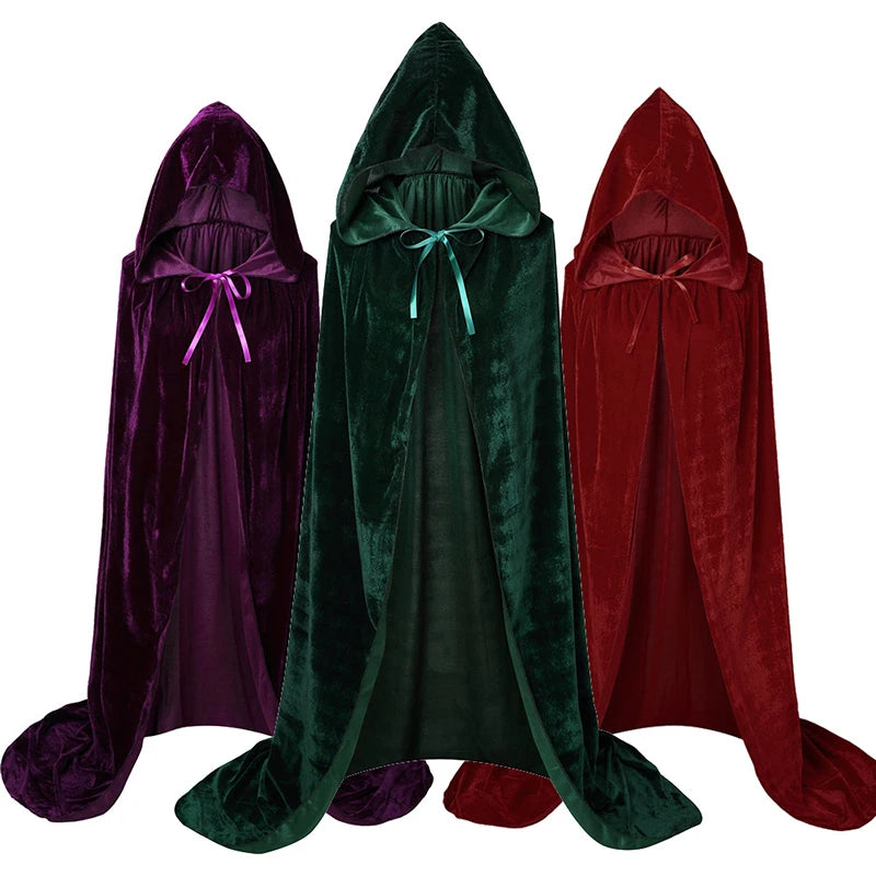 Movie Hocus Pocus 2 Witch Cloak Hooded Mary Sarah Winifred Sanderson Sister Cosplay Costume Halloween Adult Girl Long Party Cape