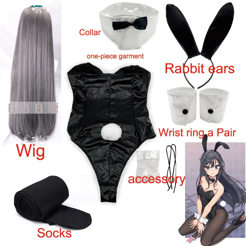 Sakurajima Mai Bunny Girl Cosplay Costume Halloween Adult Woman Senior Sister Cosplay Wig Clothes Size M/XL