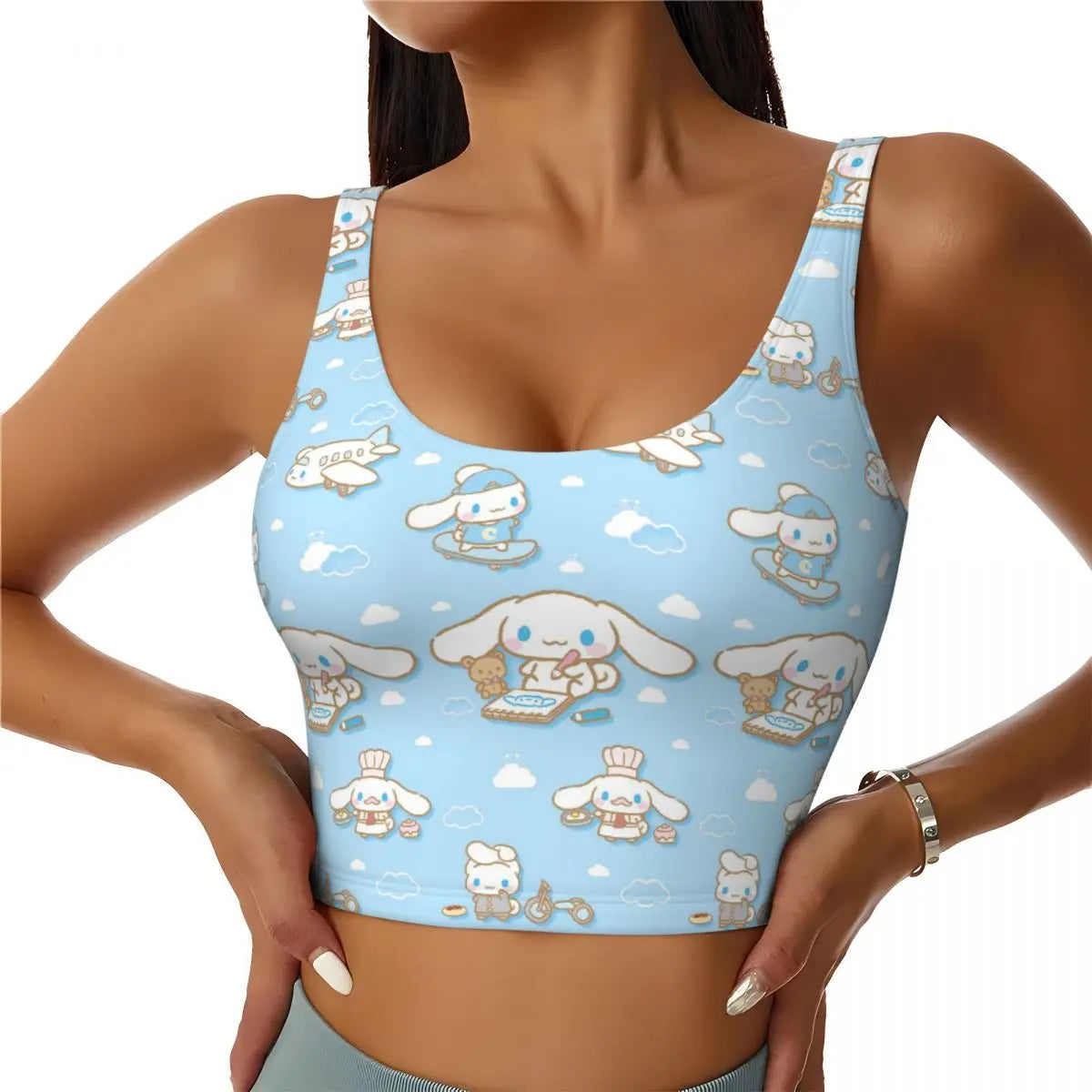 New Anime Cinnamoroll Workout Crop Tank Tops for Women Seamless Running Yoga Sports Bras