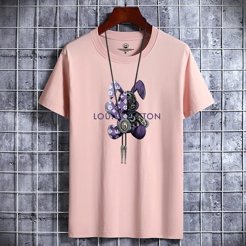 Luxury Casual T-Shirt Retro Y2k Designer Short Sleeve Tees Male Vintage Cotton Trendy High Quality Breathable Tops