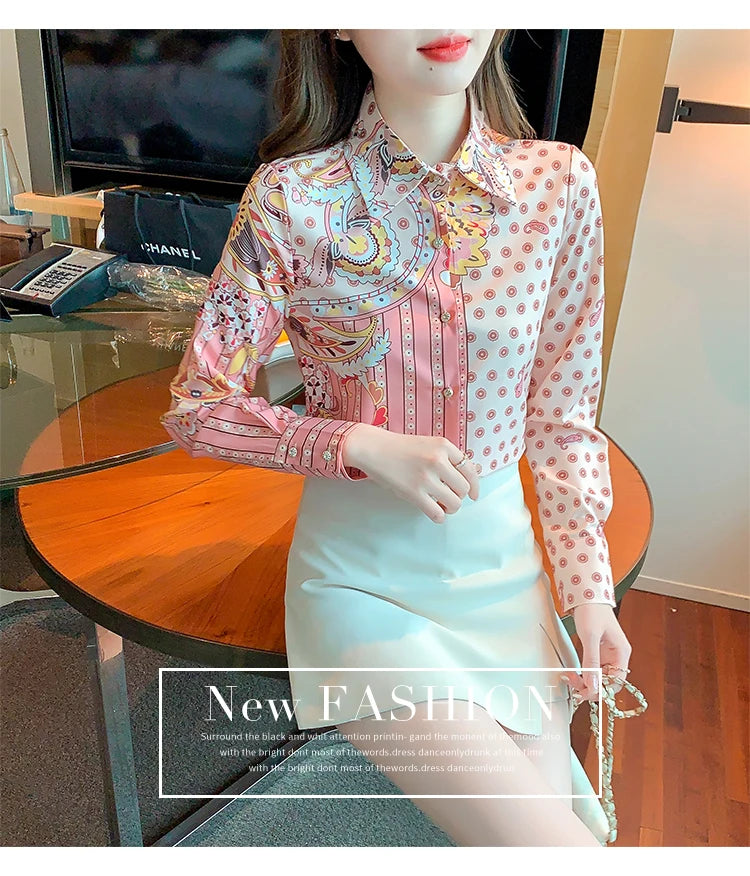 Korean Style Office Lady Polo Neck Tops Casual Streetwear