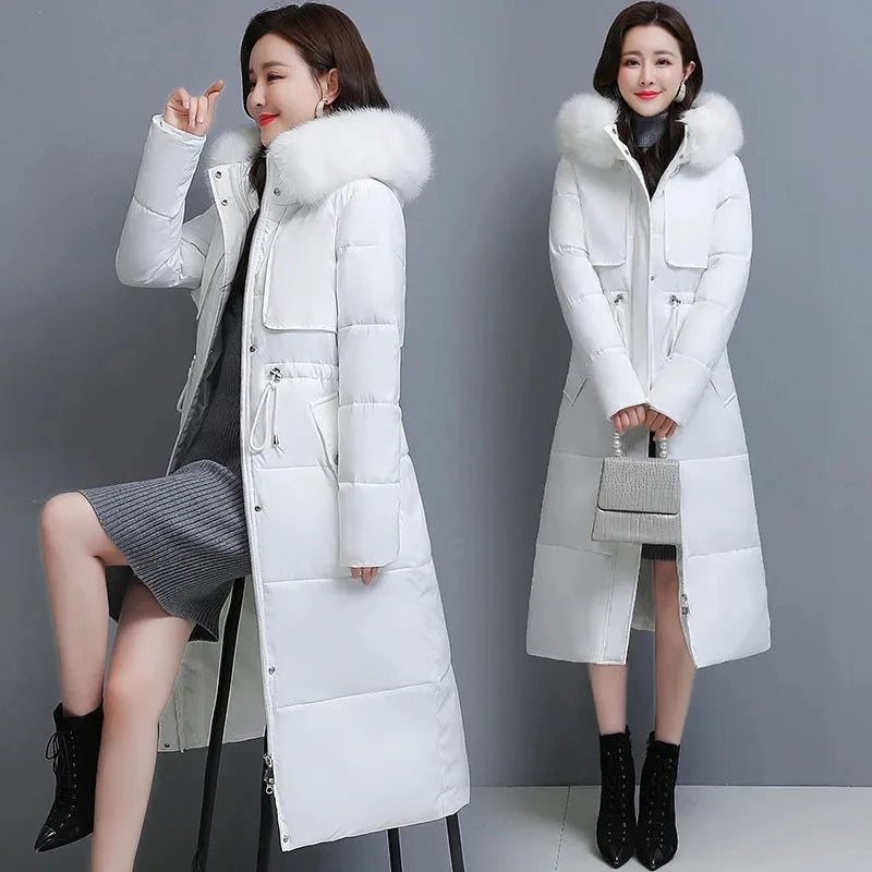 Winter jacket in heavy hair get long cultivate morality show belt down cotton-padded