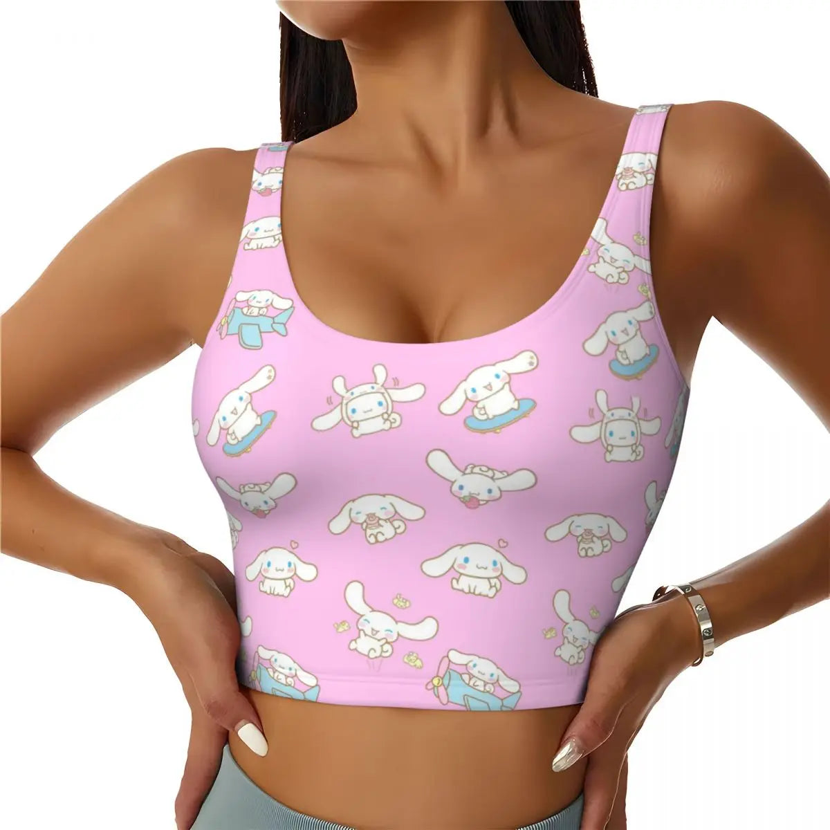 New Anime Cinnamoroll Workout Crop Tank Tops for Women Seamless Running Yoga Sports Bras