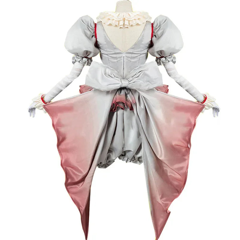 Movie clown Pennywise cosplay costume Halloween girls outfit horror lolita dress up women fantasy dress Carnival Party full set