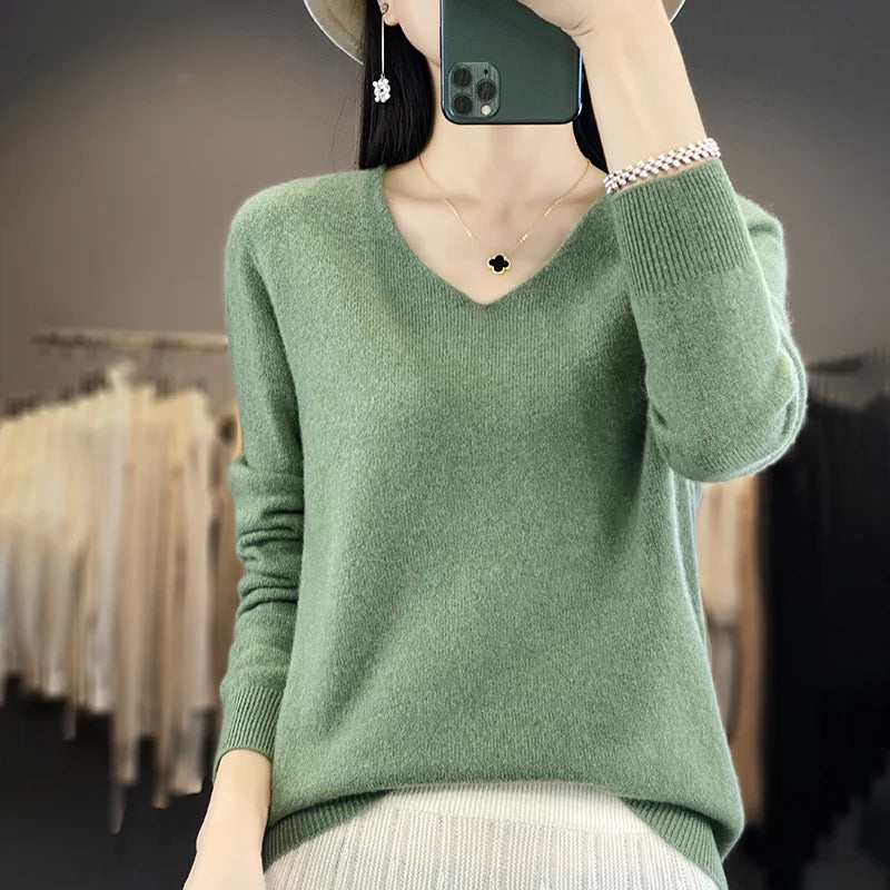 Merino Wool Sweater V-Neck