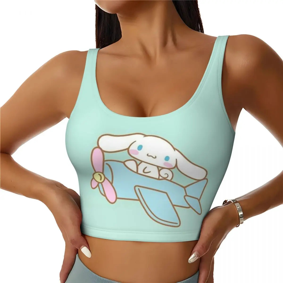 New Anime Cinnamoroll Workout Crop Tank Tops for Women Seamless Running Yoga Sports Bras