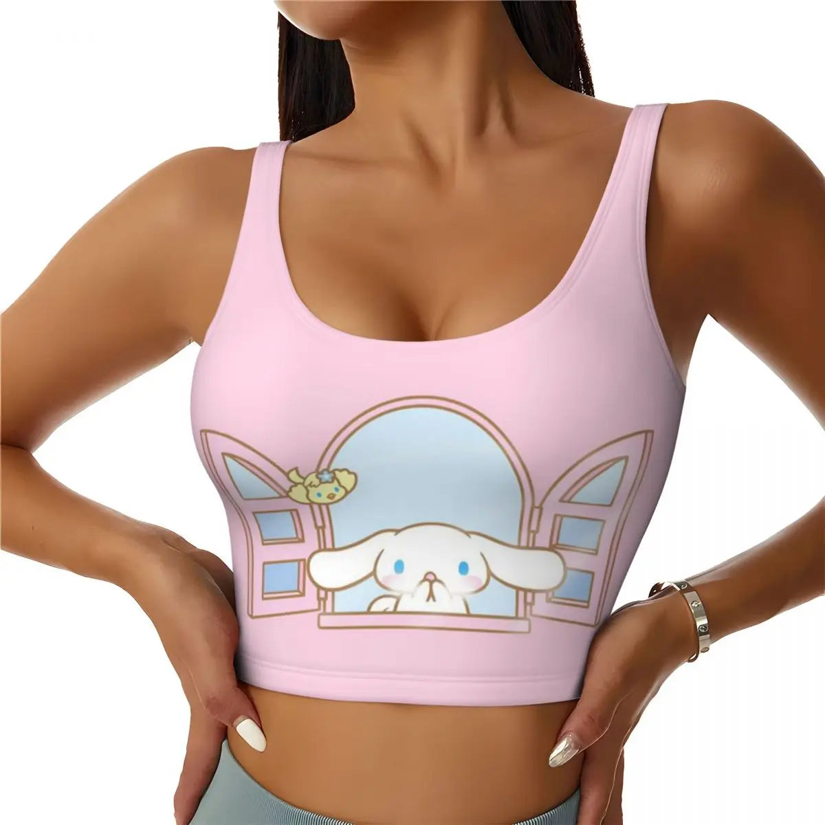 New Anime Cinnamoroll Workout Crop Tank Tops for Women Seamless Running Yoga Sports Bras