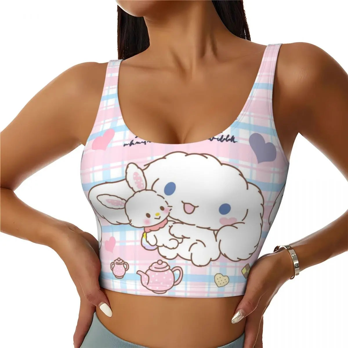 New Anime Cinnamoroll Workout Crop Tank Tops for Women Seamless Running Yoga Sports Bras