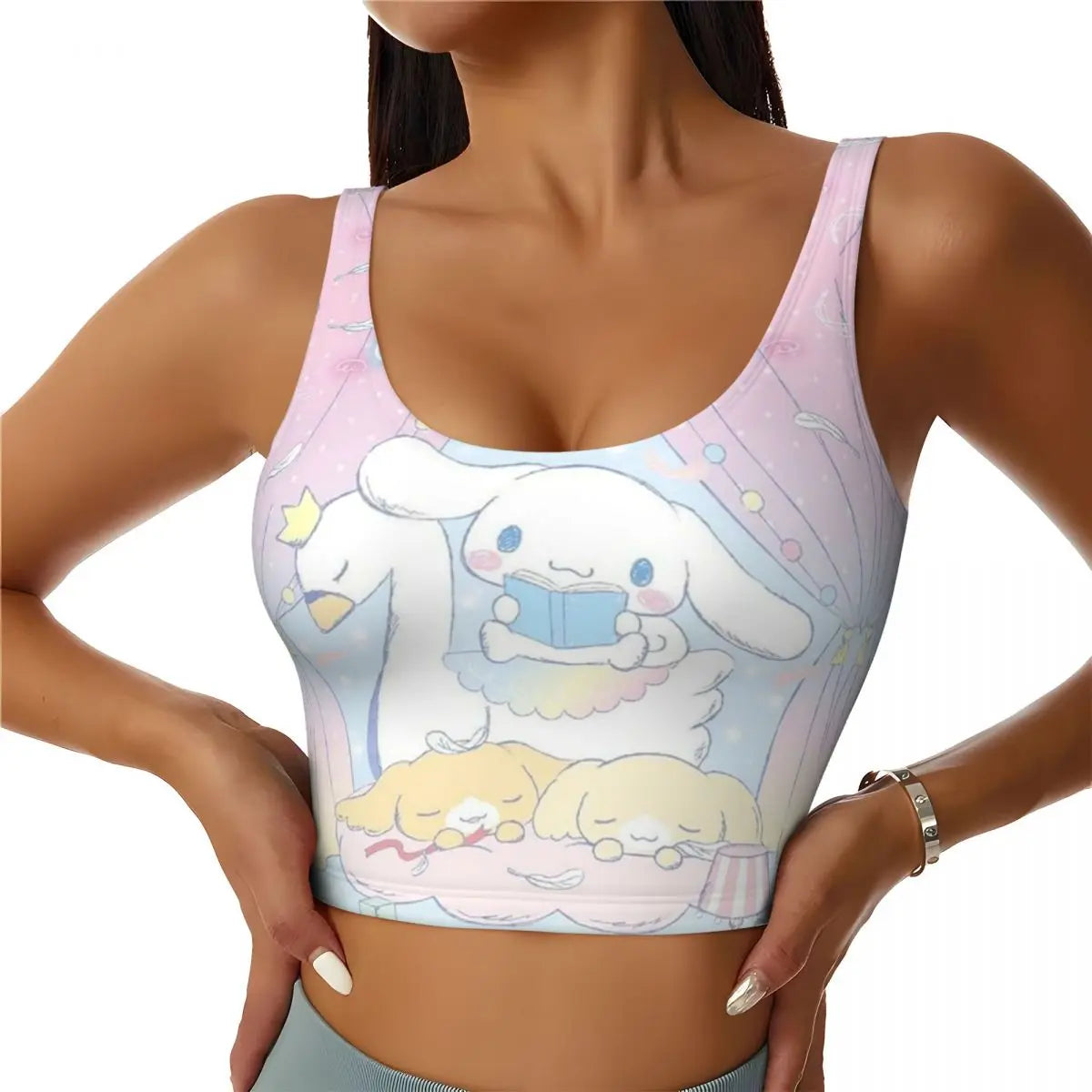 New Anime Cinnamoroll Workout Crop Tank Tops for Women Seamless Running Yoga Sports Bras