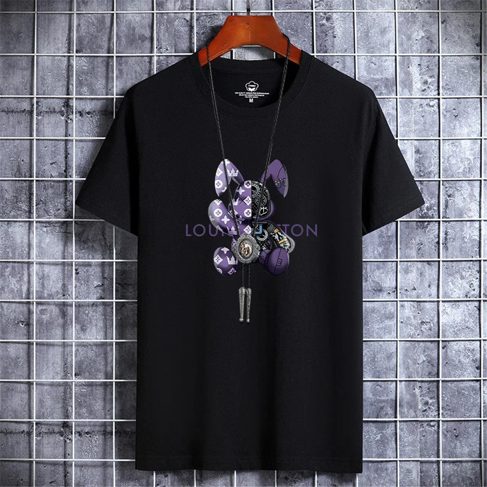 Luxury Casual T-Shirt Retro Y2k Designer Short Sleeve Tees Male Vintage Cotton Trendy High Quality Breathable Tops