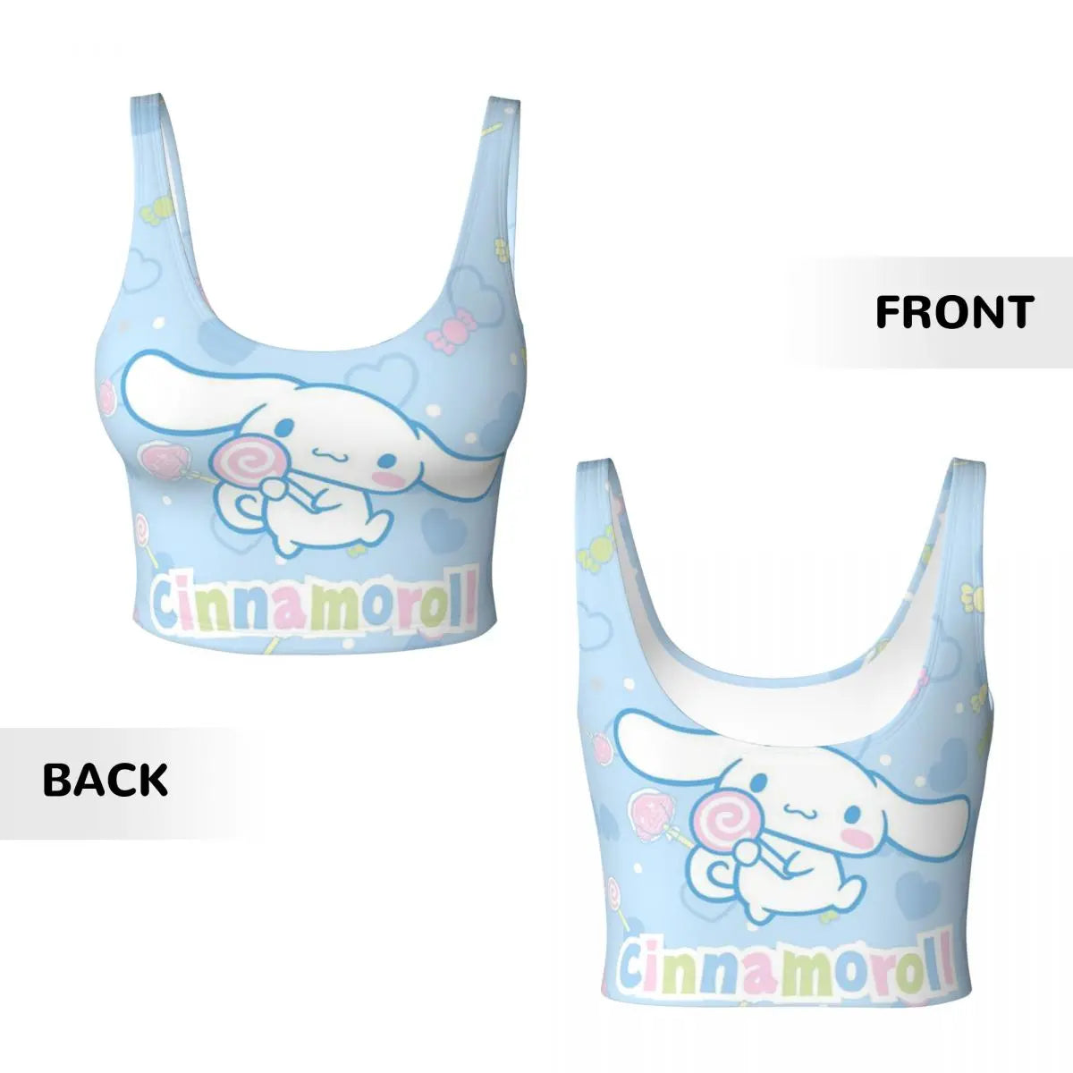 New Anime Cinnamoroll Workout Crop Tank Tops for Women Seamless Running Yoga Sports Bras