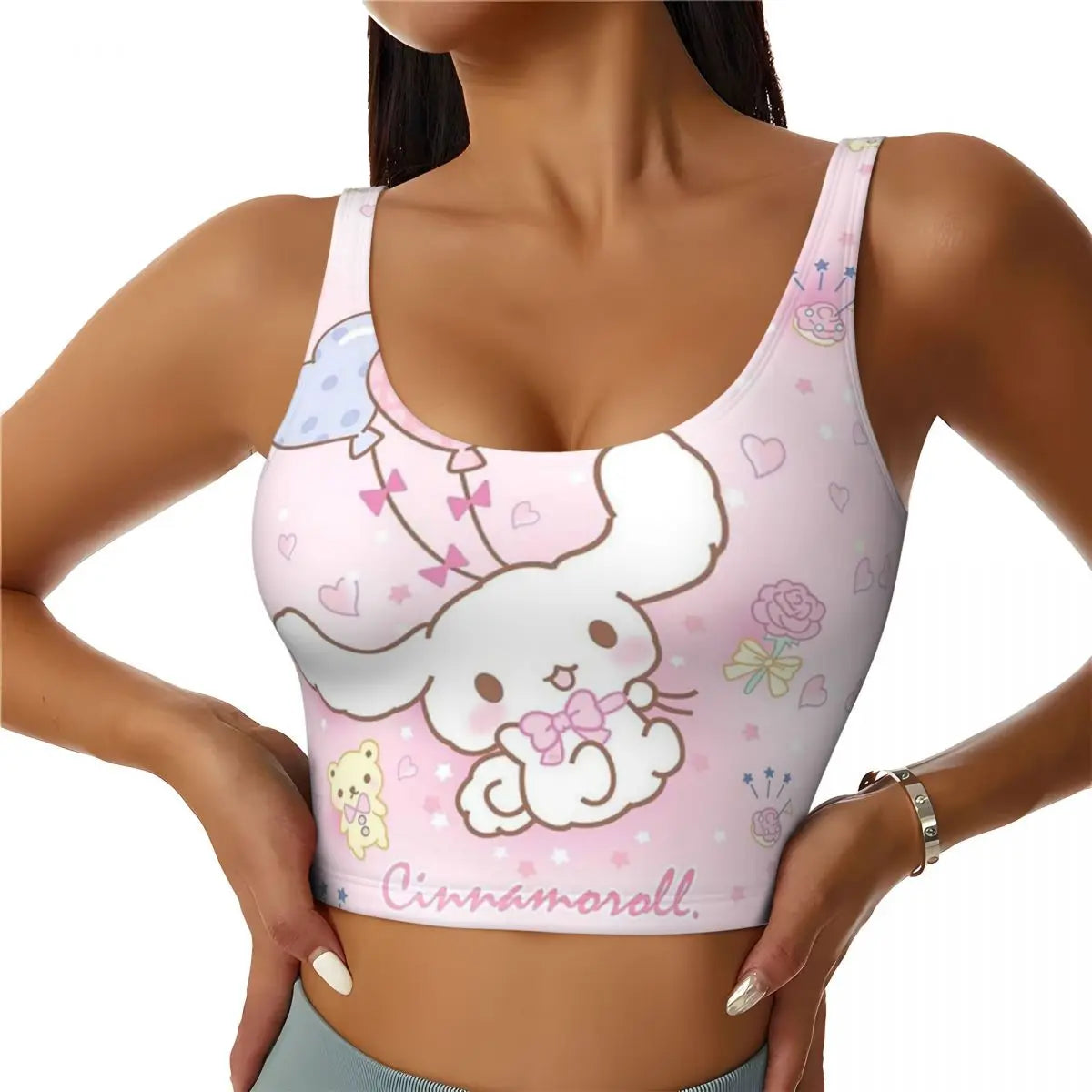 New Anime Cinnamoroll Workout Crop Tank Tops for Women Seamless Running Yoga Sports Bras