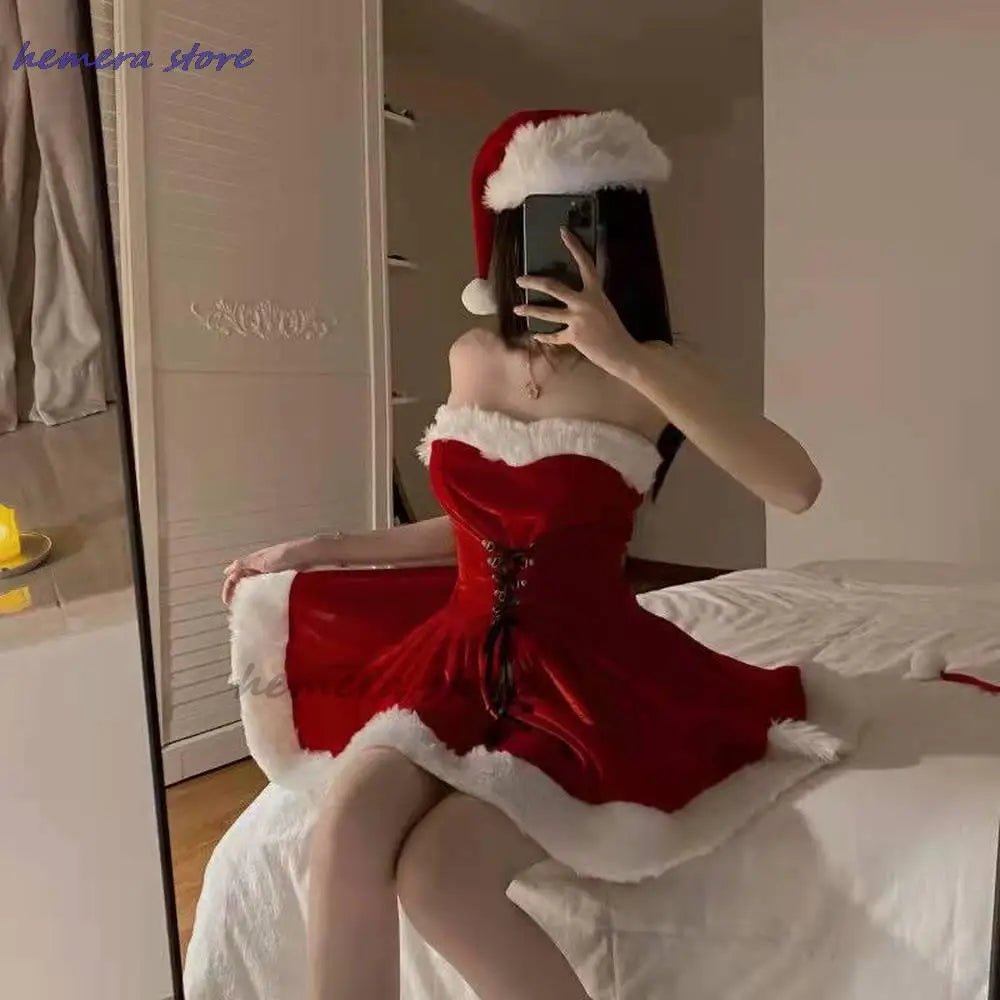 Bunny Girl Christmas Xmas Lady Santa Claus Cosplay Costume Winter Cape Cloak Outfits Halloween Cloak Women Custome