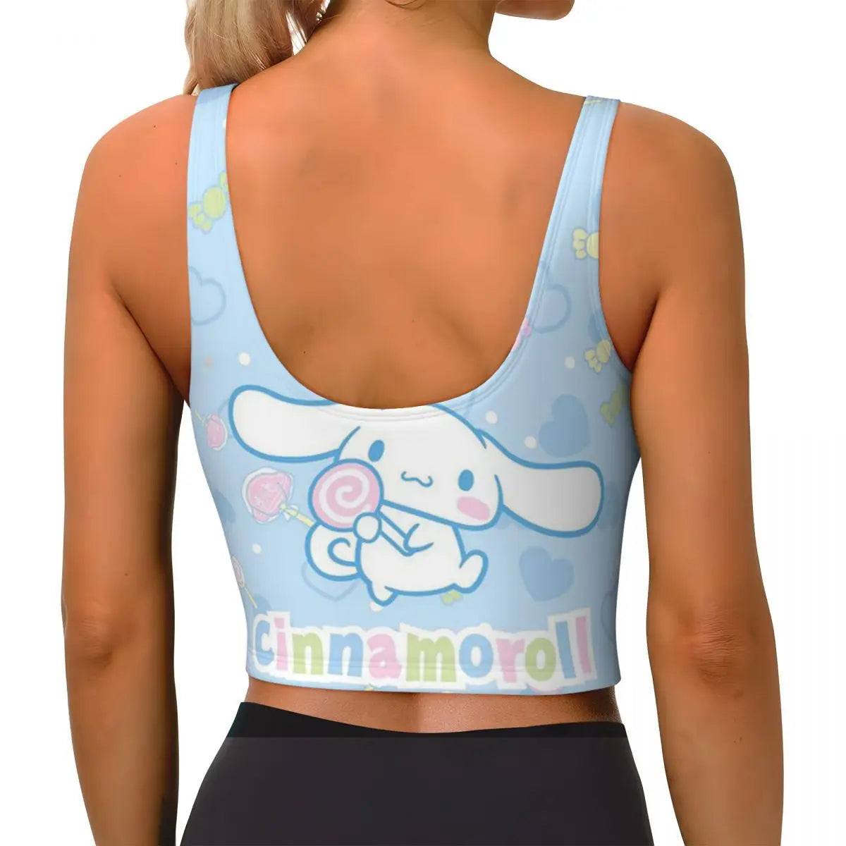 New Anime Cinnamoroll Workout Crop Tank Tops for Women Seamless Running Yoga Sports Bras