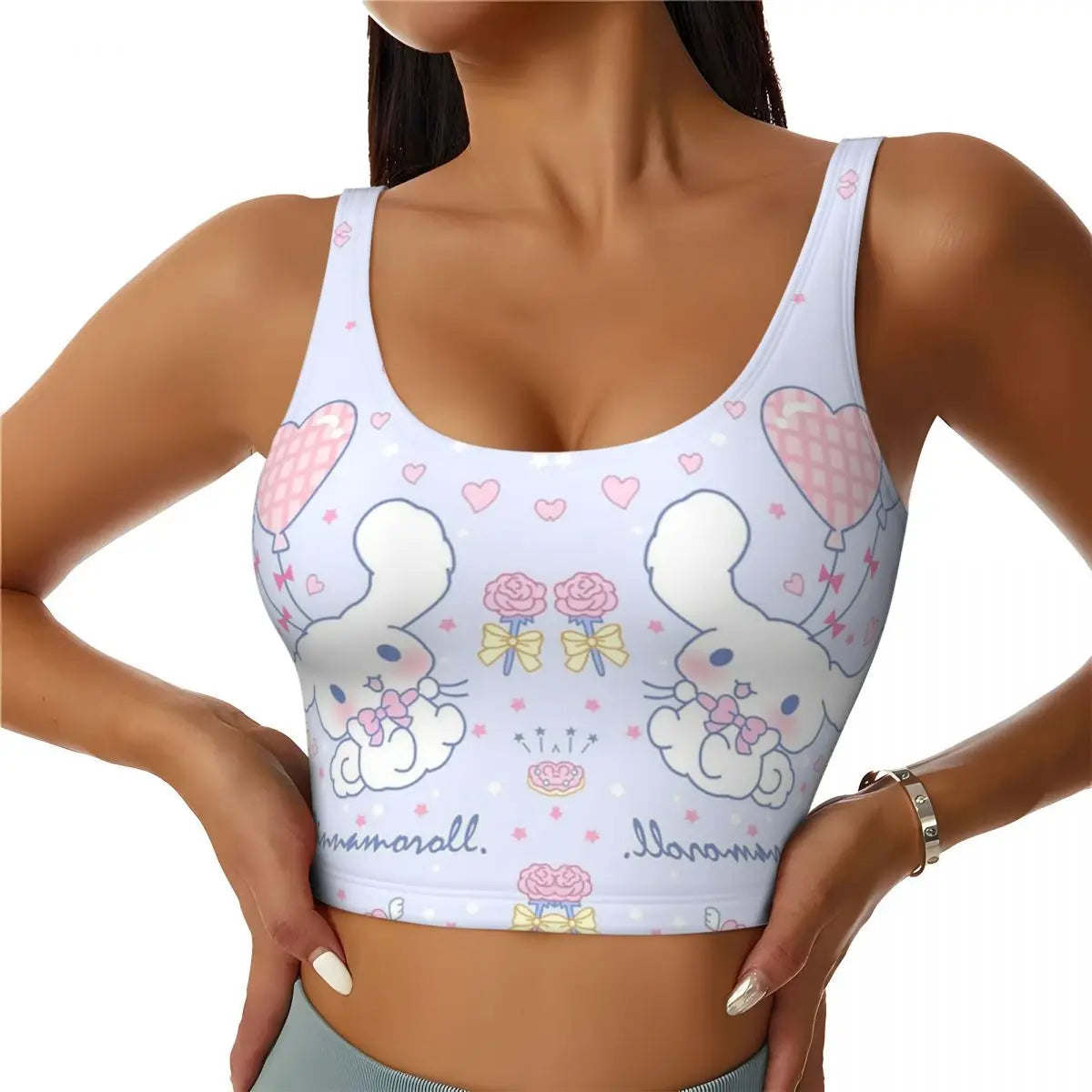 New Anime Cinnamoroll Workout Crop Tank Tops for Women Seamless Running Yoga Sports Bras