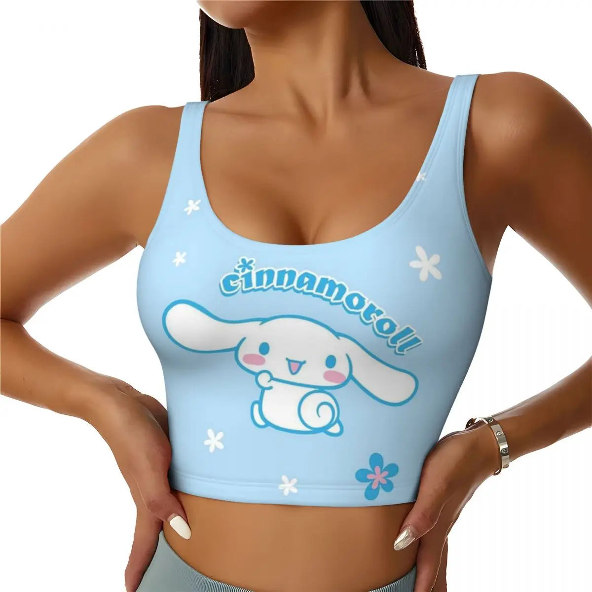 New Anime Cinnamoroll Workout Crop Tank Tops for Women Seamless Running Yoga Sports Bras