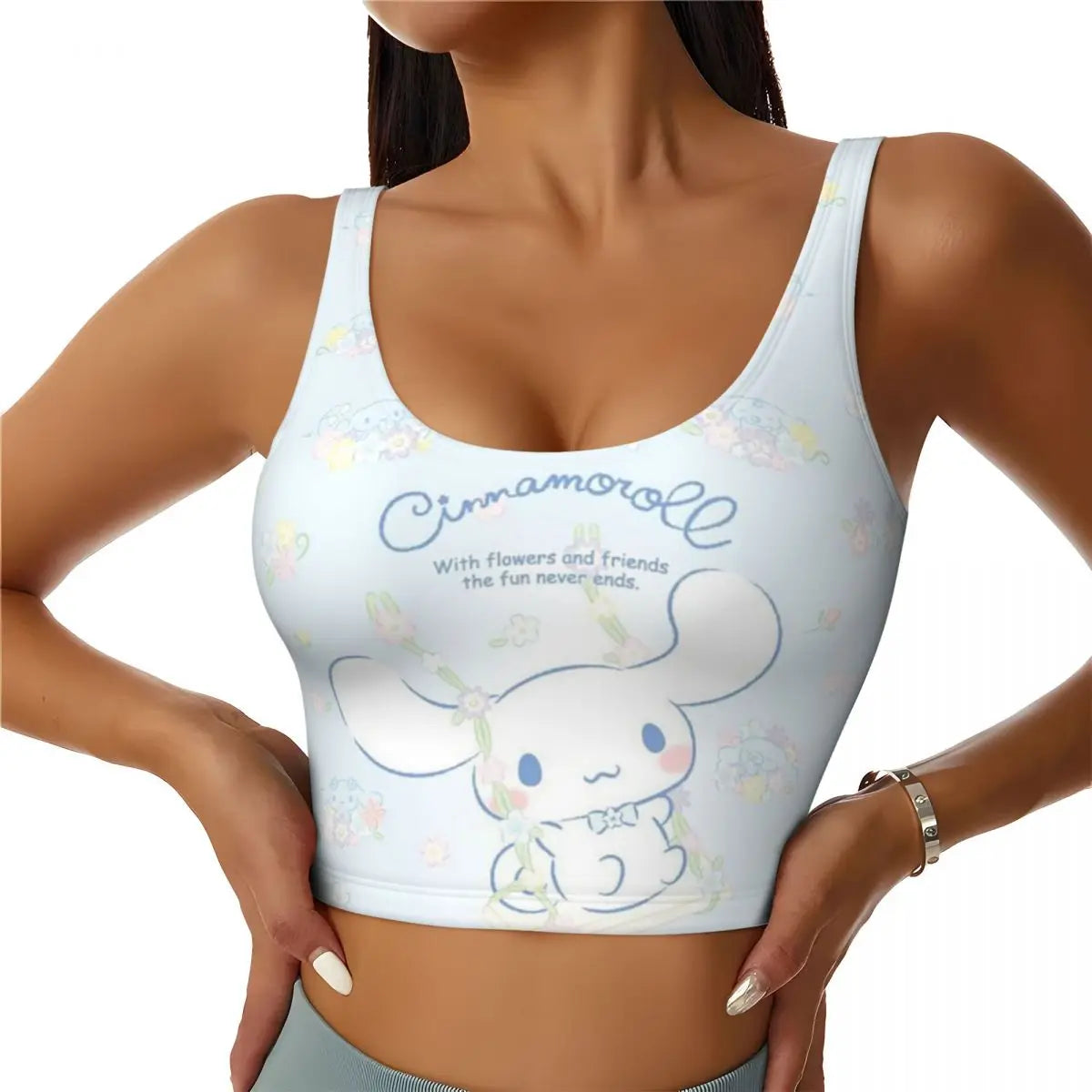 New Anime Cinnamoroll Workout Crop Tank Tops for Women Seamless Running Yoga Sports Bras