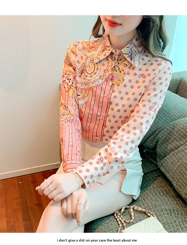 Korean Style Office Lady Polo Neck Tops Casual Streetwear